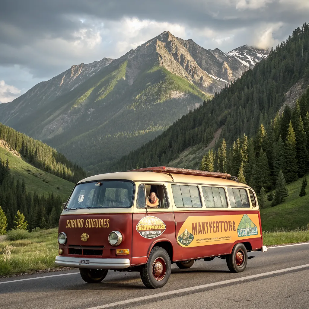 Retro Mountain Transfer Van